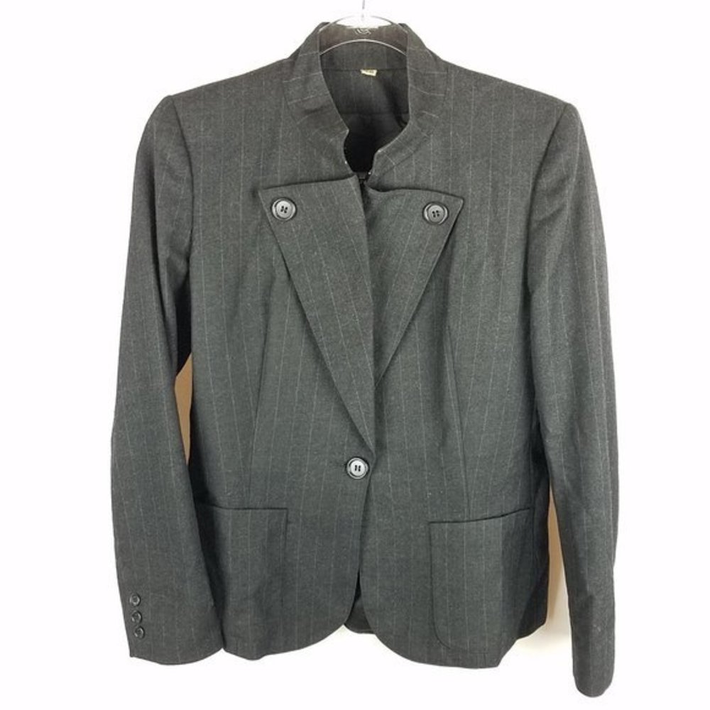 Peabody House jacket‎ VTG grey pinstripe 100%wool10 dark academia